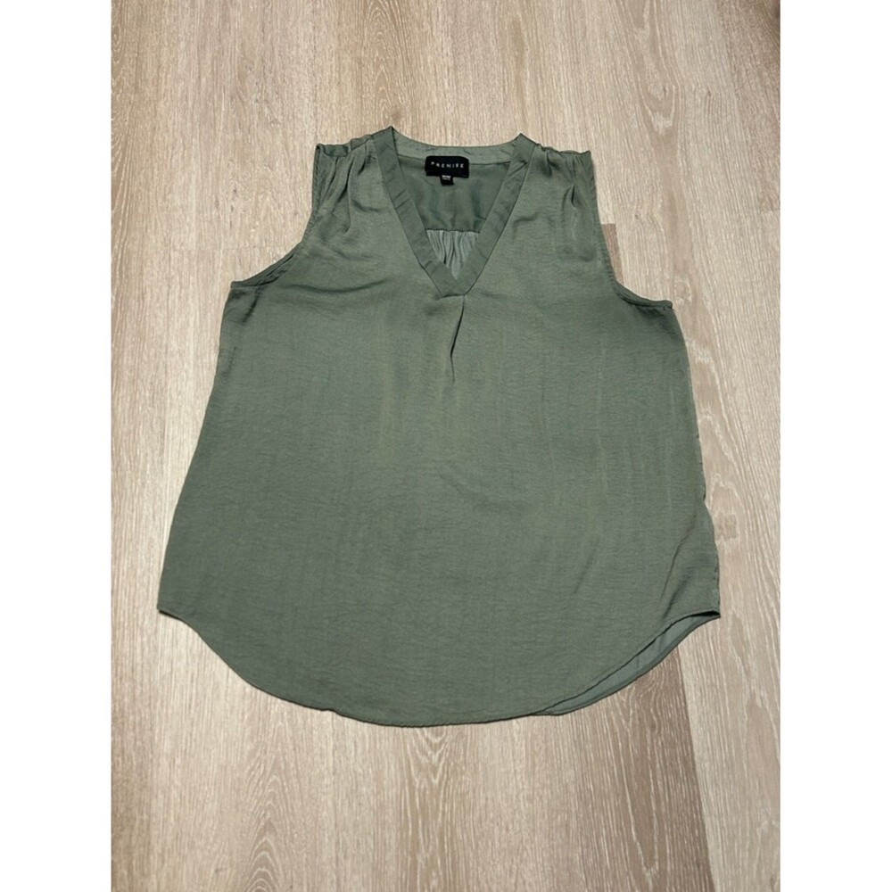 Premise Olive Green V-Neck Sleeveless Blouse sz Medium